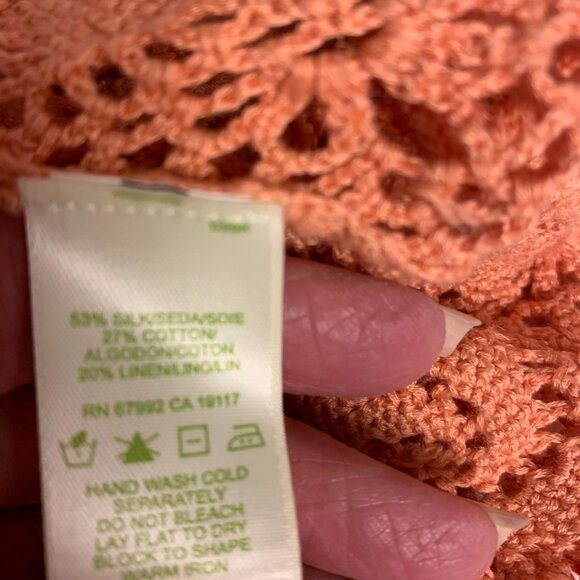 So Be It Womens Cardigan Size S Silk Orange Crochet Knit Boho Hippie Festival - Picture 5 of 10